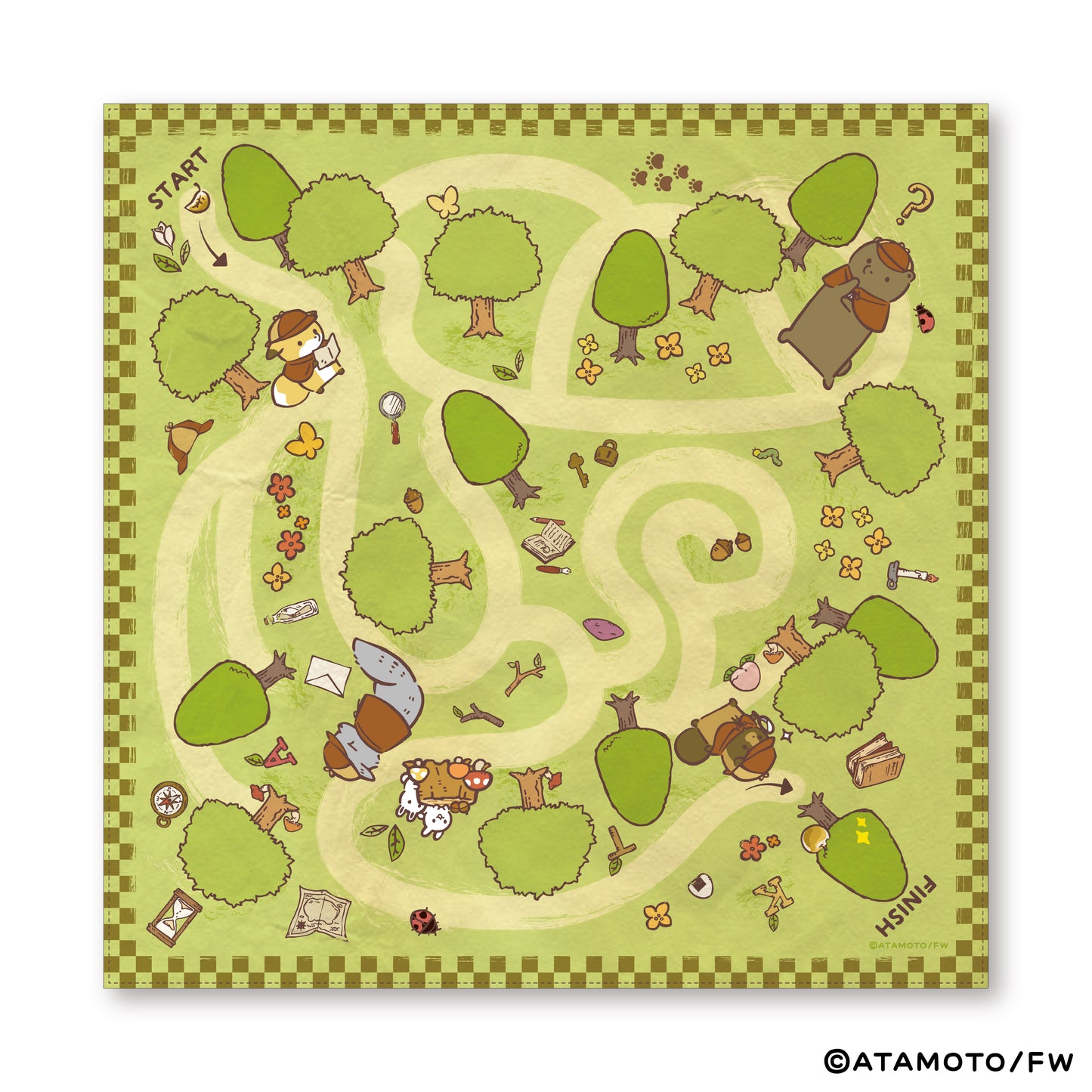 【タヌキとキツネ】バンダナハンカチ