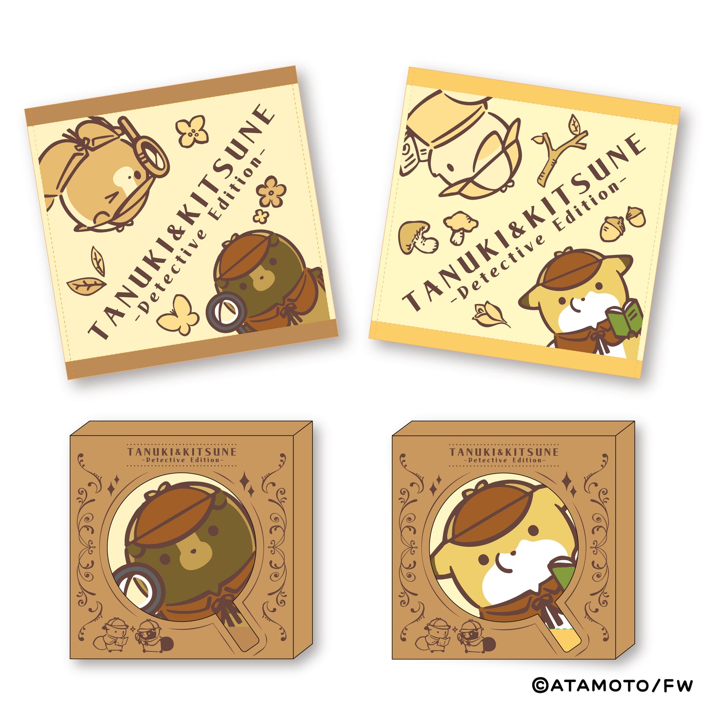 【タヌキとキツネ】タオルハンカチ